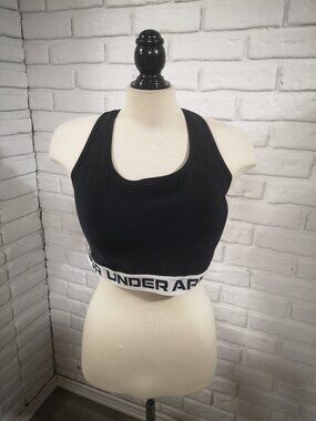 Under Armour Ladies Size 2X Black w/ White Band Removable Pads Sports Bra